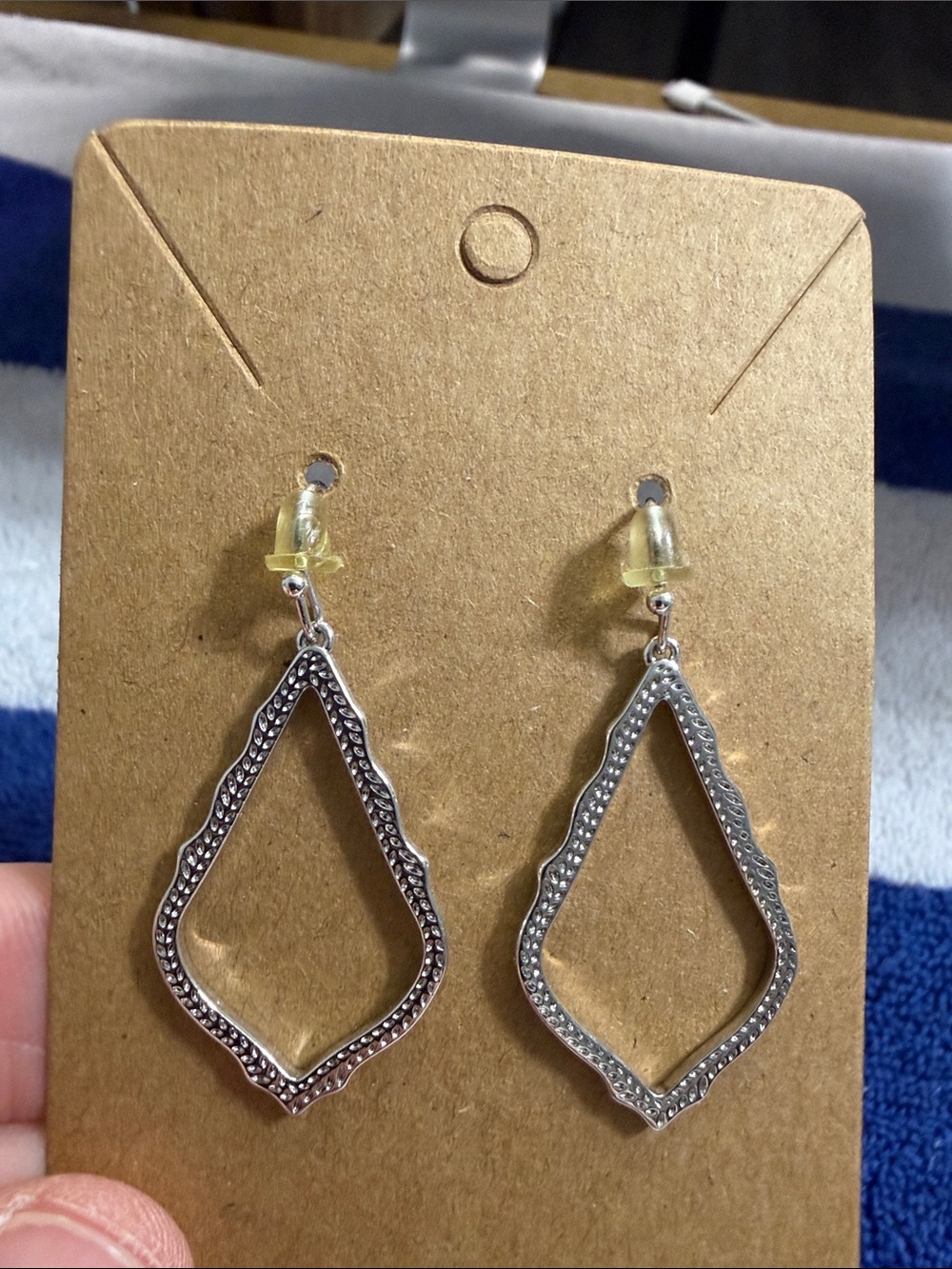 Silver-Tone Open Filigree Teardrop Earrings - Silver